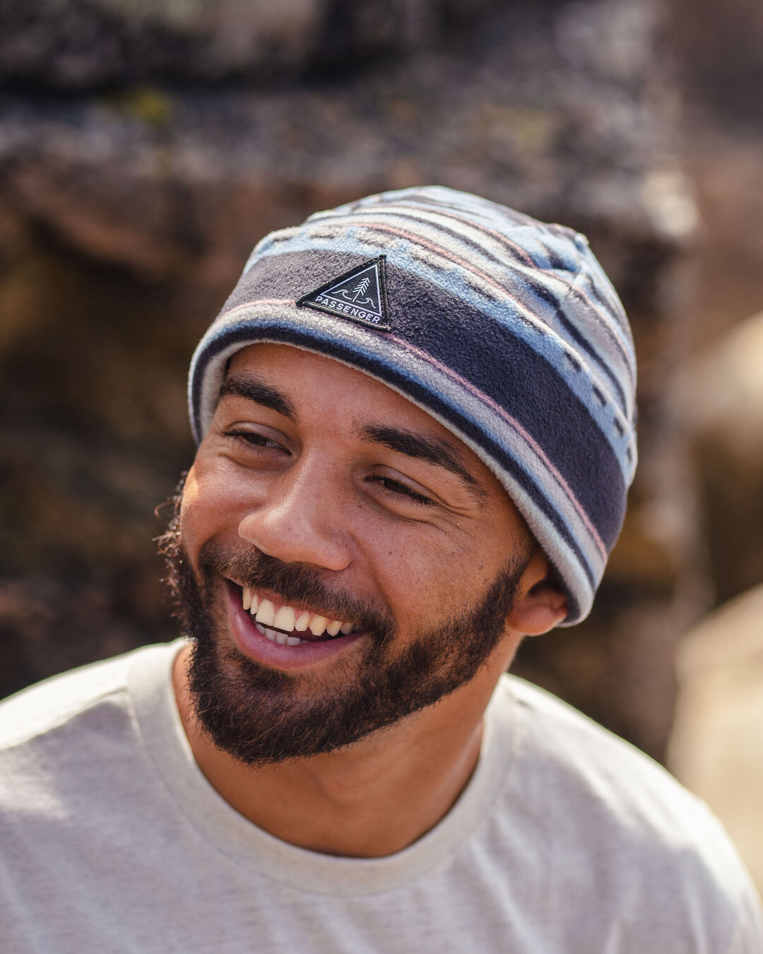 Wanderer Recycled Polar Beanie - Deep Navy Vintage Geo