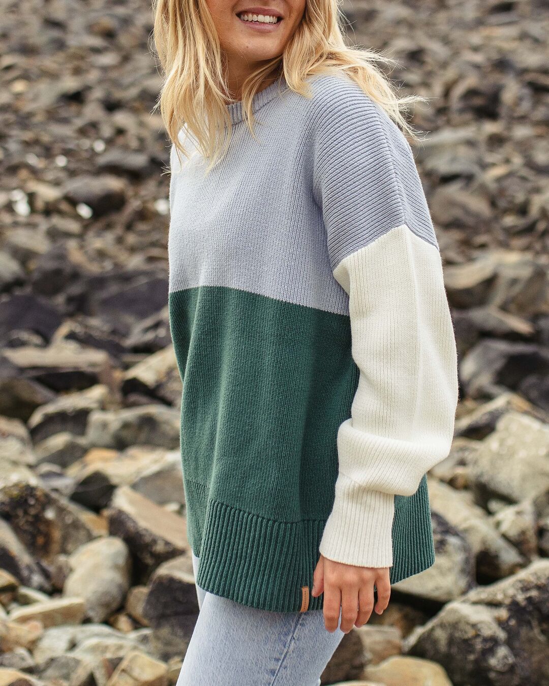 Gondwana Organic Oversized Knitted Jumper - Blue Fog