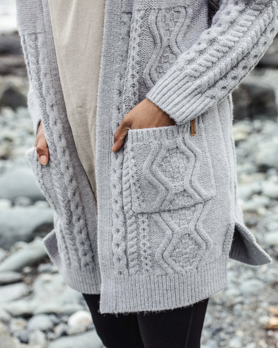 Seaboard Knitted Cardigan - Light Grey Marl