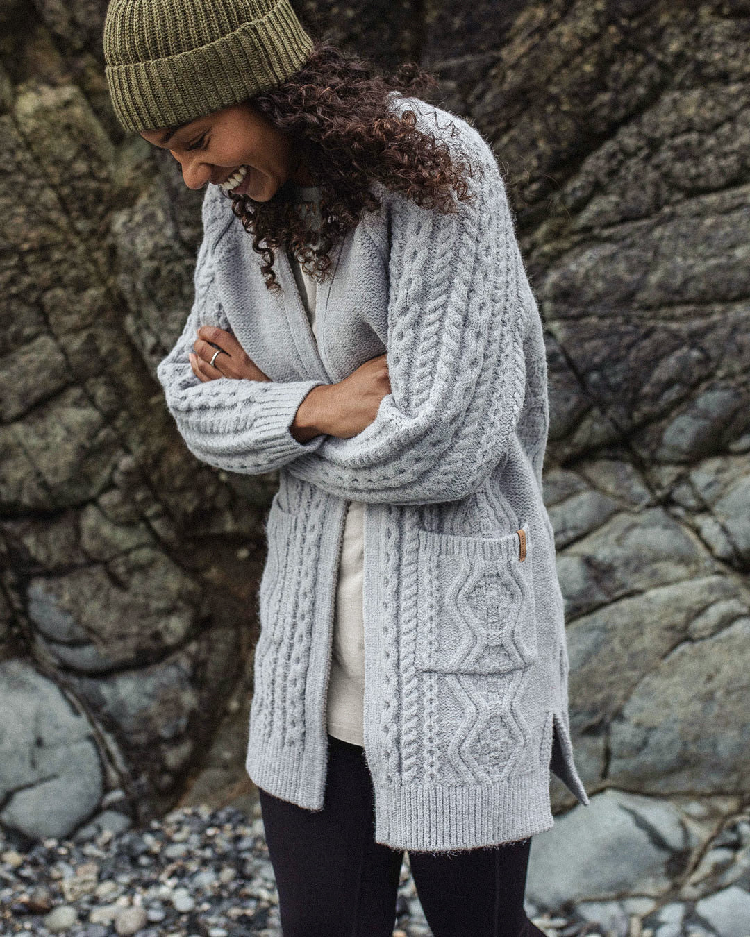 Seaboard Knitted Cardigan - Light Grey Marl