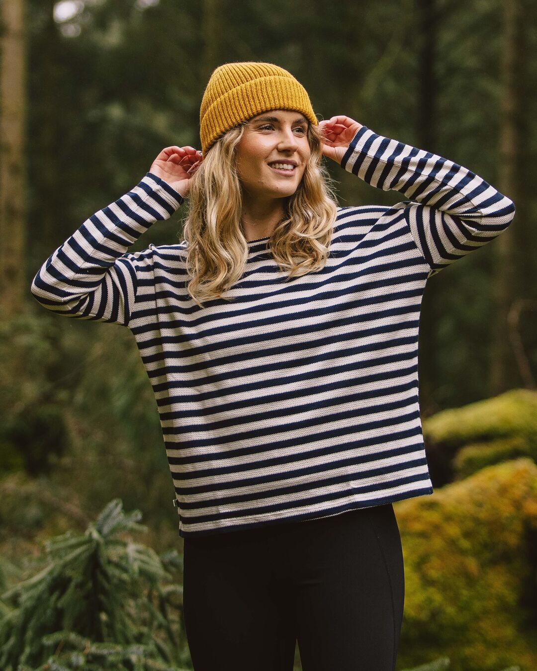 Graceful Textured LS Top Navy Stripe – Passenger