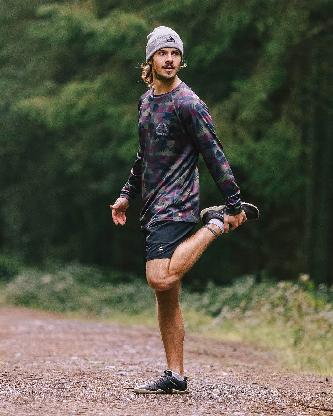 Sky Recycled Base Layer LS T-Shirt - Charcoal Camo Pattern