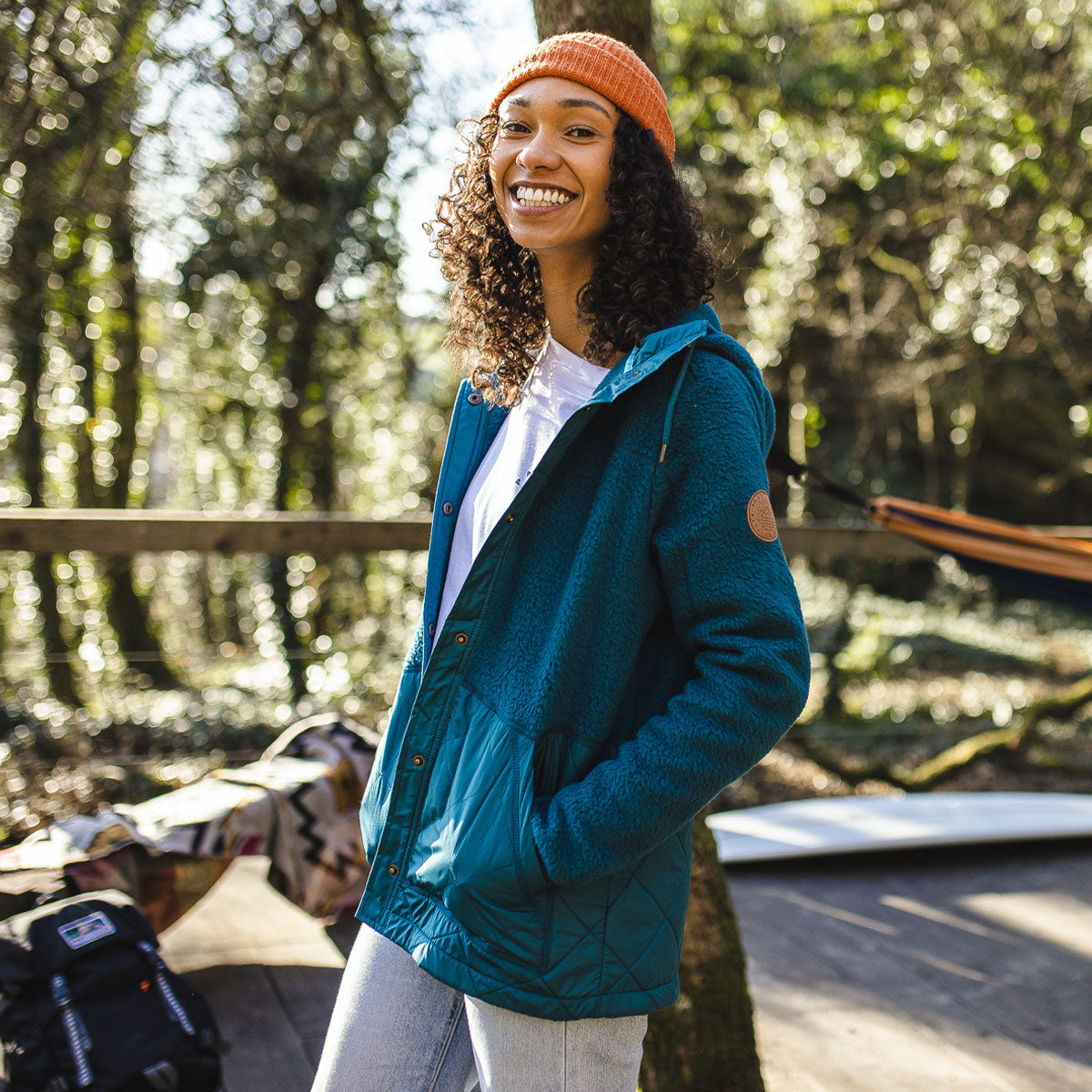 Dome Hooded Recycled Sherpa Jacket - Blue Coral – Passenger