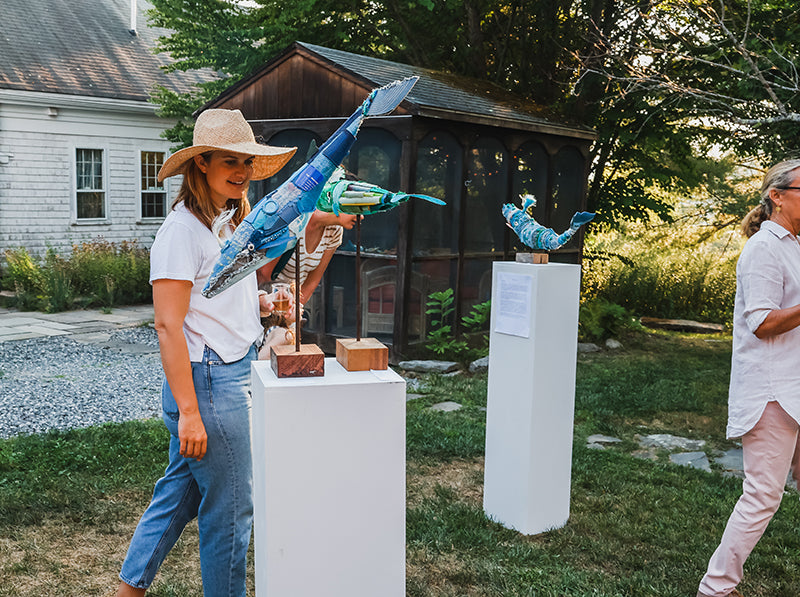 Cindy Pease Roe Outdoor Sculpture Garden Whale Club 2022 The Good Supply Pemaquid Midcoast Artisan Store Made in Maine USA photo by Katya Martin