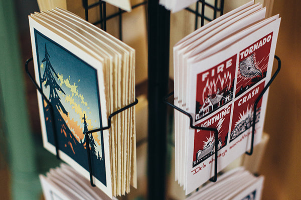 Letterpress Greeting Cards by Saturn Press are made in Maine, USA, on recycled paper