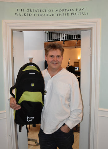 Derek Nash with his Fusion Alto Saxophone gig bag at Jools Holland's recording studio