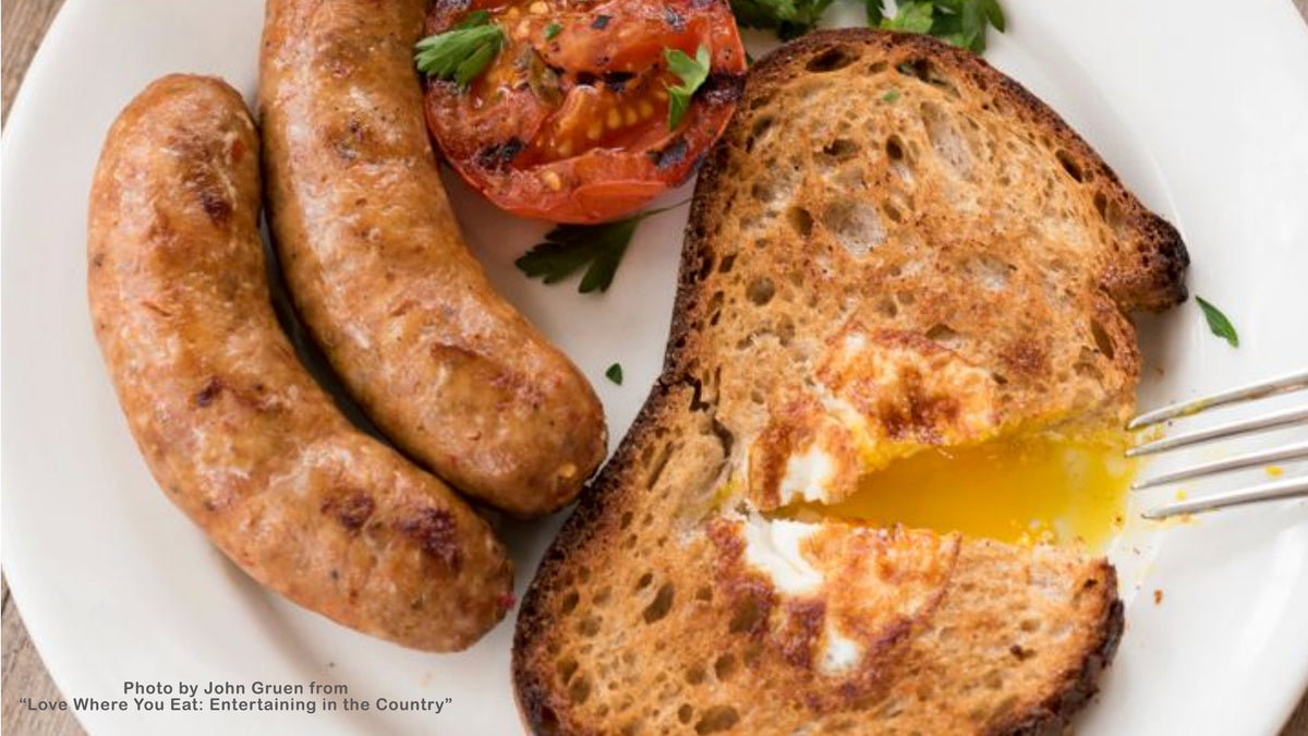 Egg in The Hole with Grilled Sausages & Tomatoes (from our archives)
