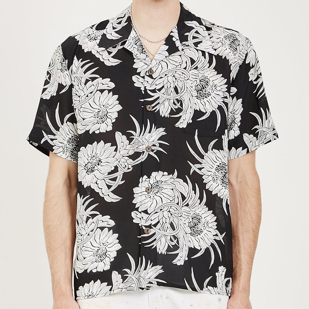 American Rag x Avanti Night Blooming Cereus Hawaiian Shirt - Black ...
