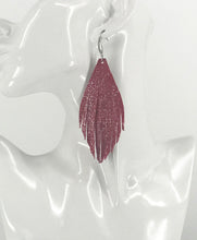 Load image into Gallery viewer, Crimson Leather Fringe Earrings - E19-2625