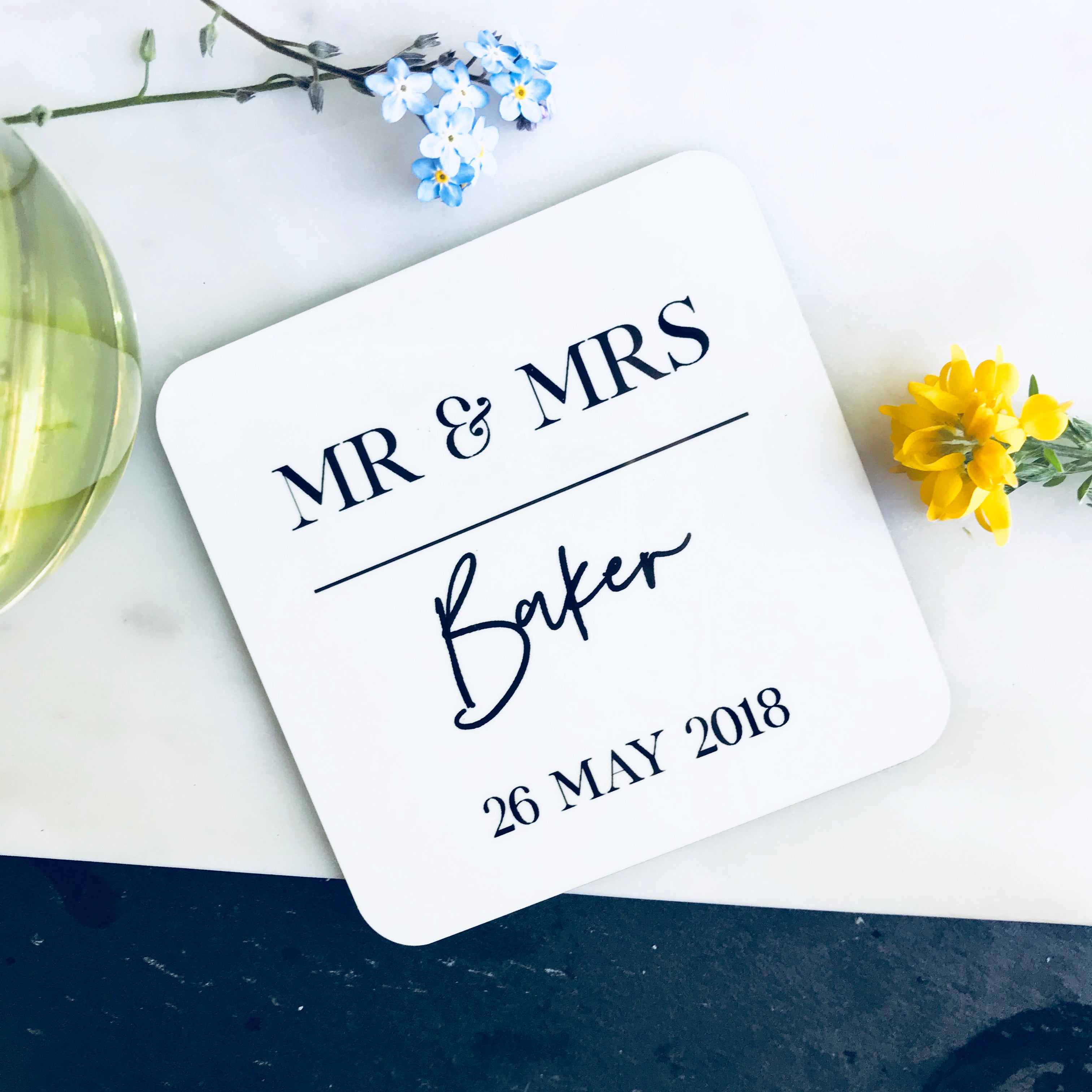 Personalised Wedding Coaster Coconutgrass