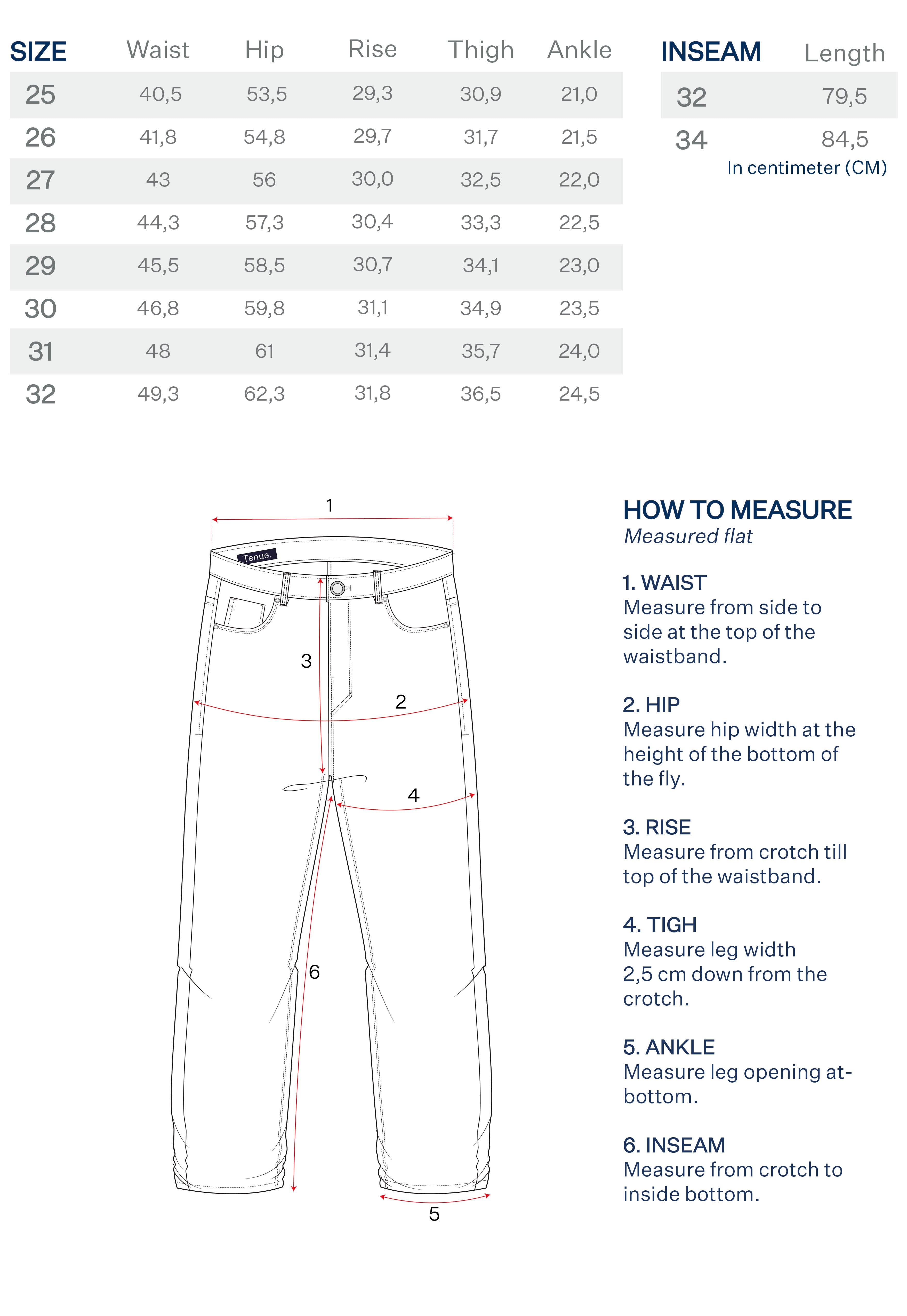 kate jeans size chart 