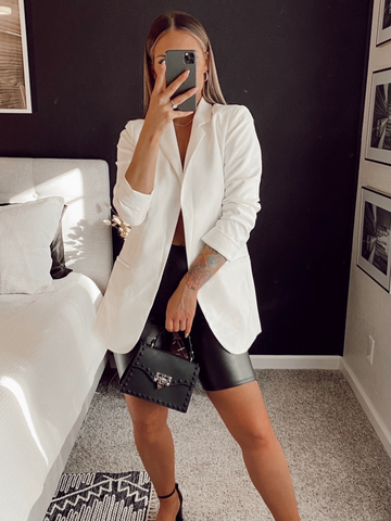 Black Long Sleeve Blazer Shorts Outfit | eBay