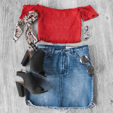 Red Crop Top Fourth of July Outfit