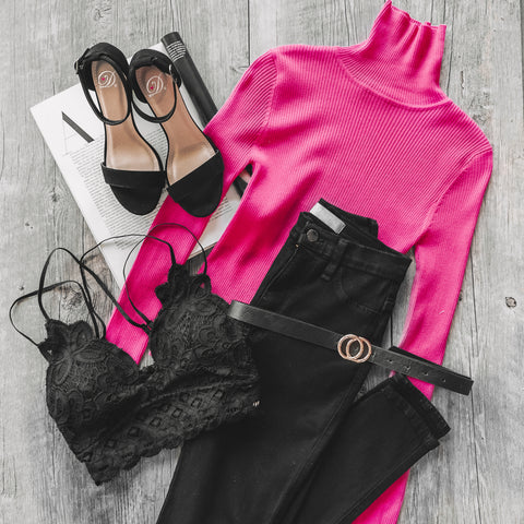 Charleston Hot Pink Turtleneck