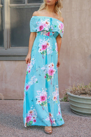 Floral Blue Maxi Dress