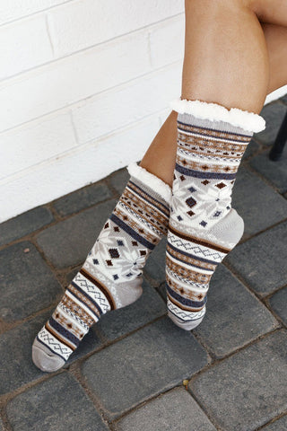 Noelle Grey Lounge Socks