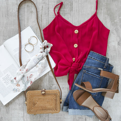 Red Button Tank Fourth of July Outfit