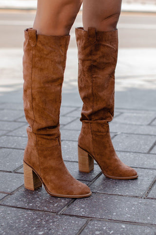 tan knee high boots outfit