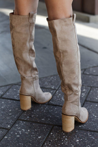 Saints Taupe Suede Slouchy Boots