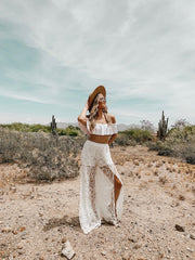 white lace pants