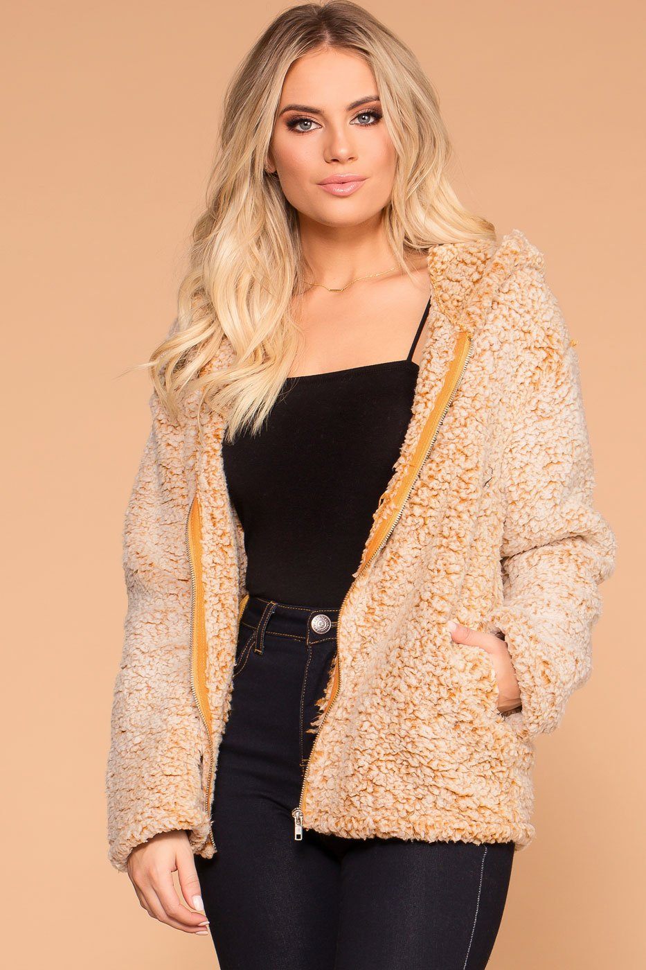 mustard sherpa jacket