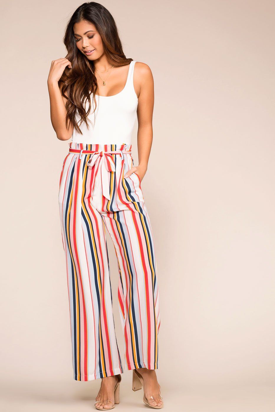 striped pants high waisted