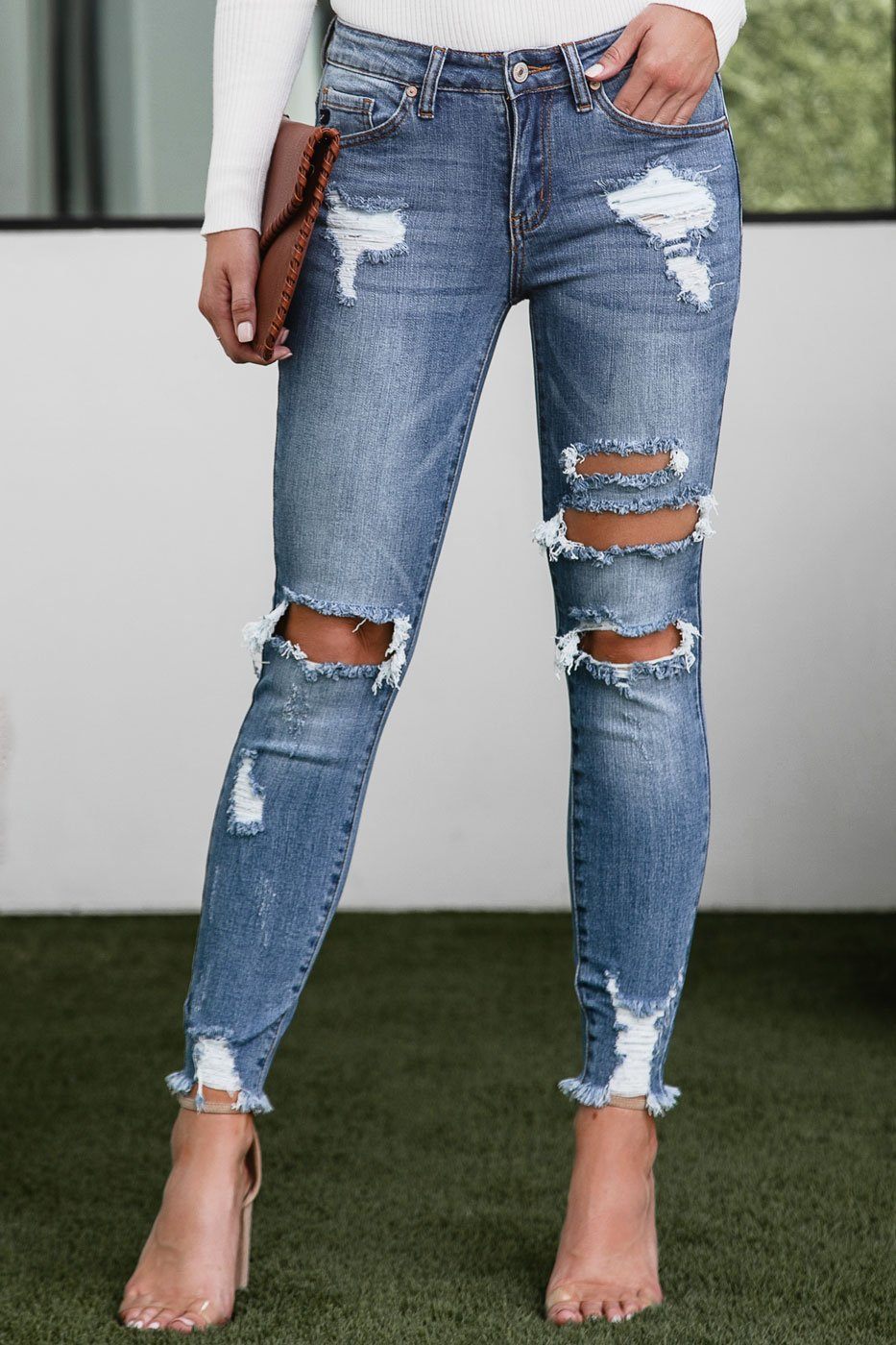 distressed medium wash jeans