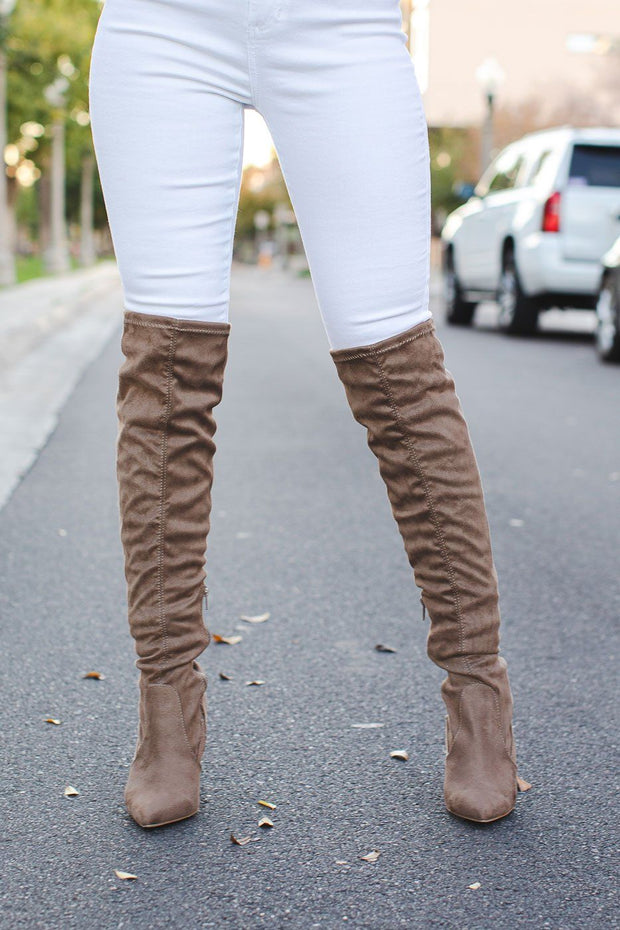 Shop Priceless | Taupe | Over The Knee | Boots | Womens