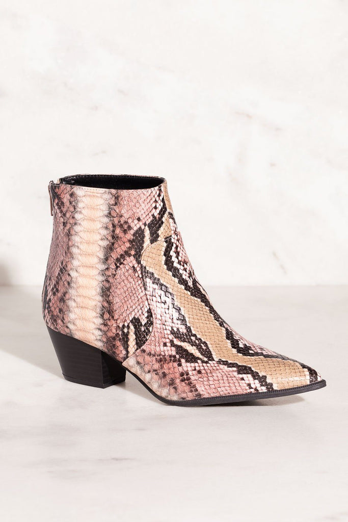 snakeskin booties