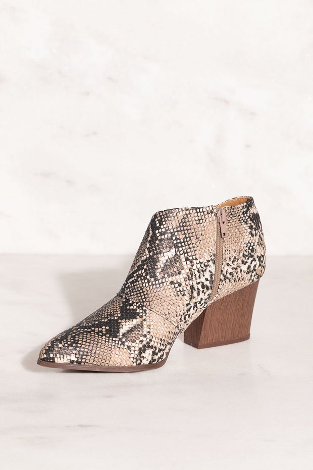 cut out snakeskin booties