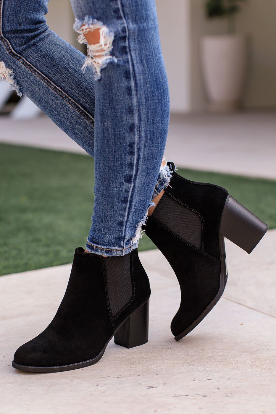 Head West Black Block Heel Booties by 