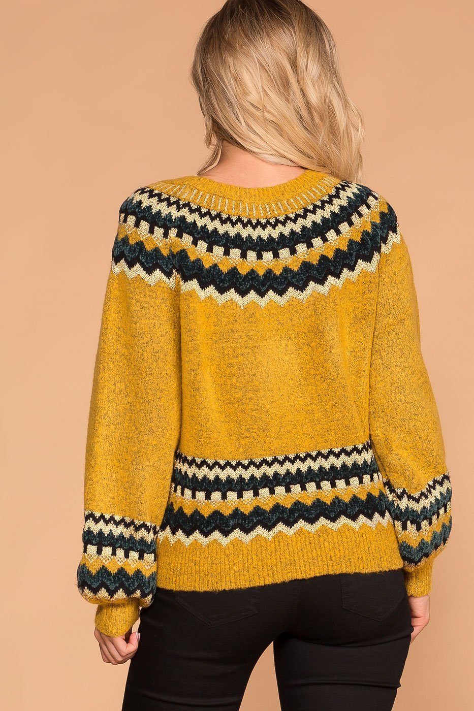 Heidi Mustard Chevron Knit Sweater by Priceless