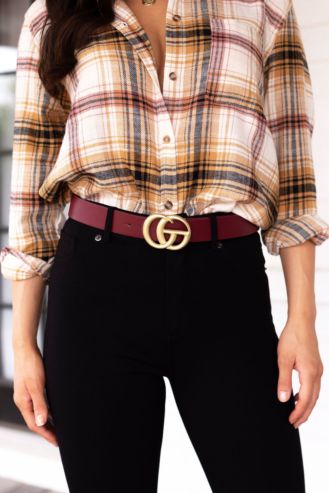 Highlight Burgundy Matte Gold Belt