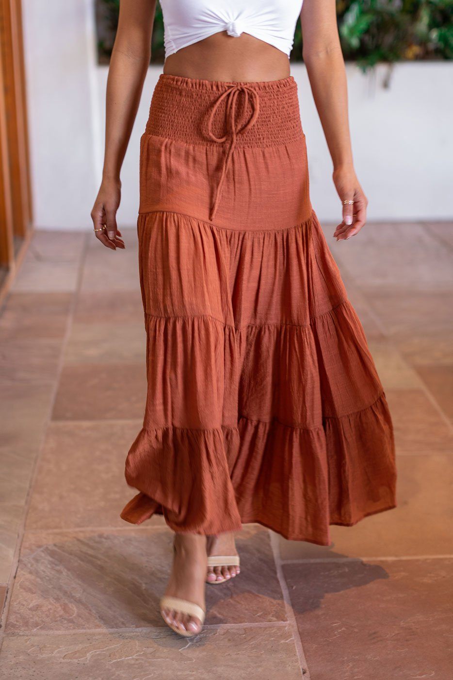 rust maxi skirt