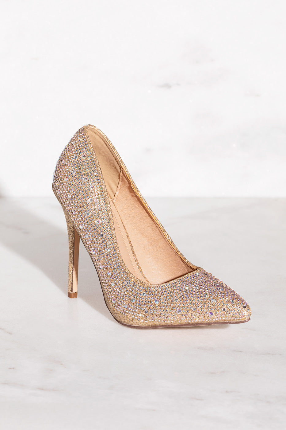 nude crystal shoes