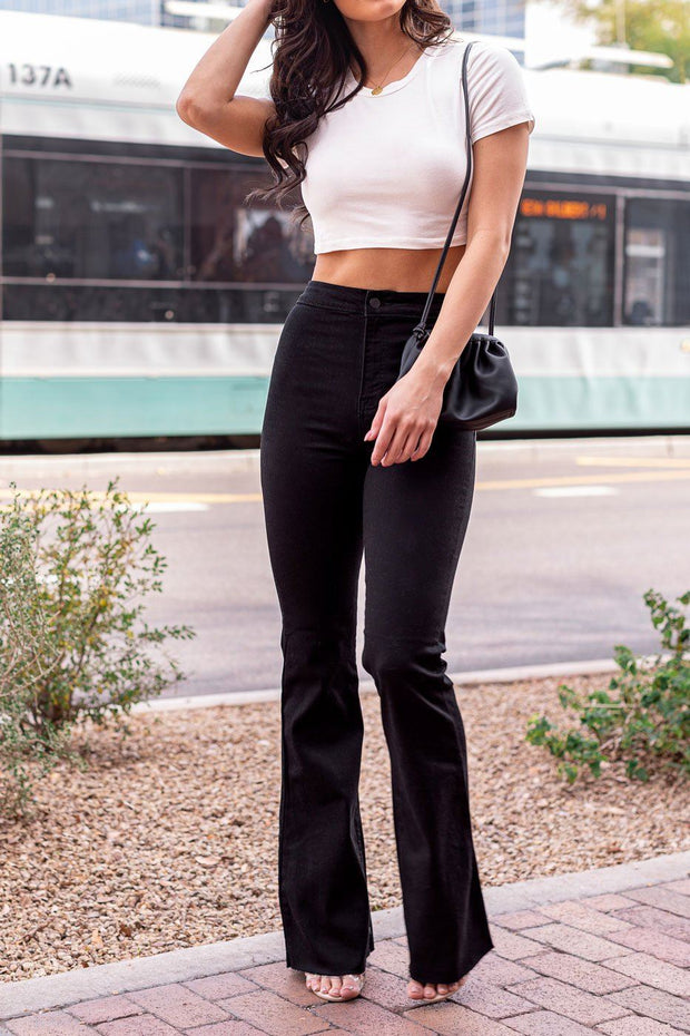 bell bottom pants and crop top