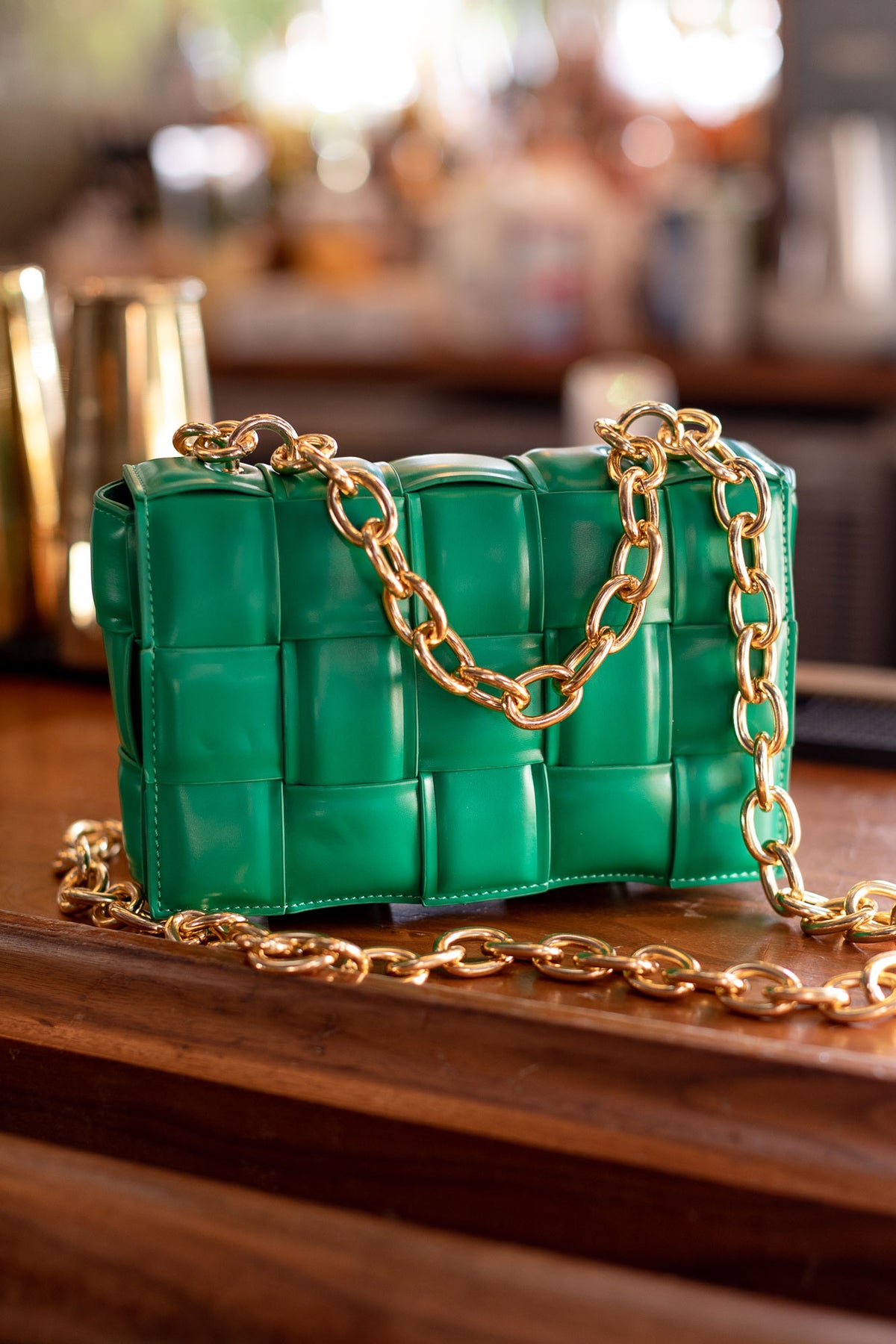 kelly green leather bag