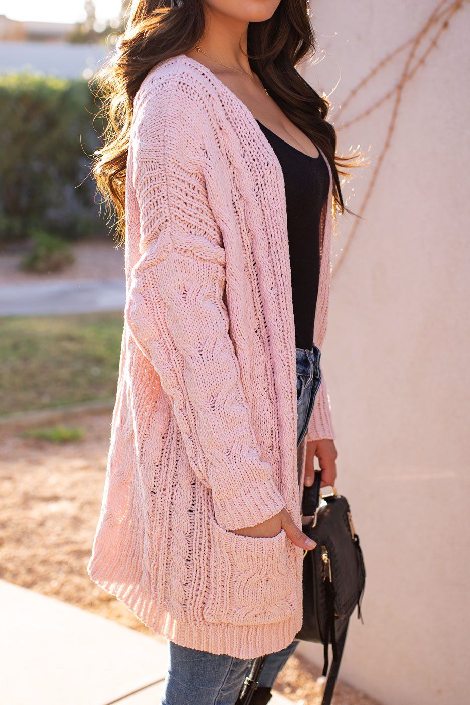 Gabby Cable Knit Sweater - Blush - THELIFESTYLEDCO Shop