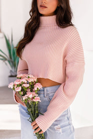 Hot Pink Cropped Turtle Neck Sweater Shop Kendry Collection