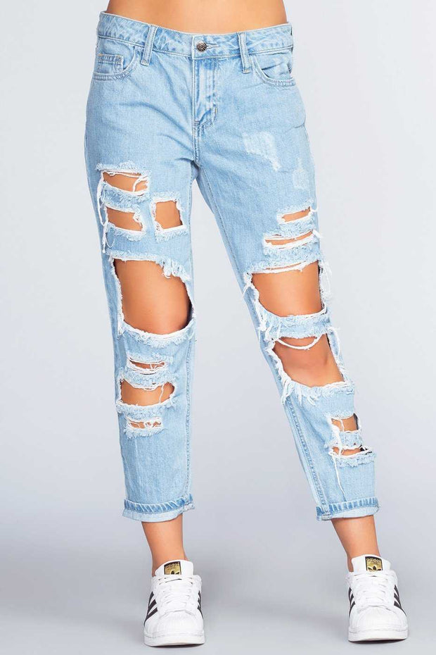 Gwen Distressed Boyfriend Jeans - Light | Cello