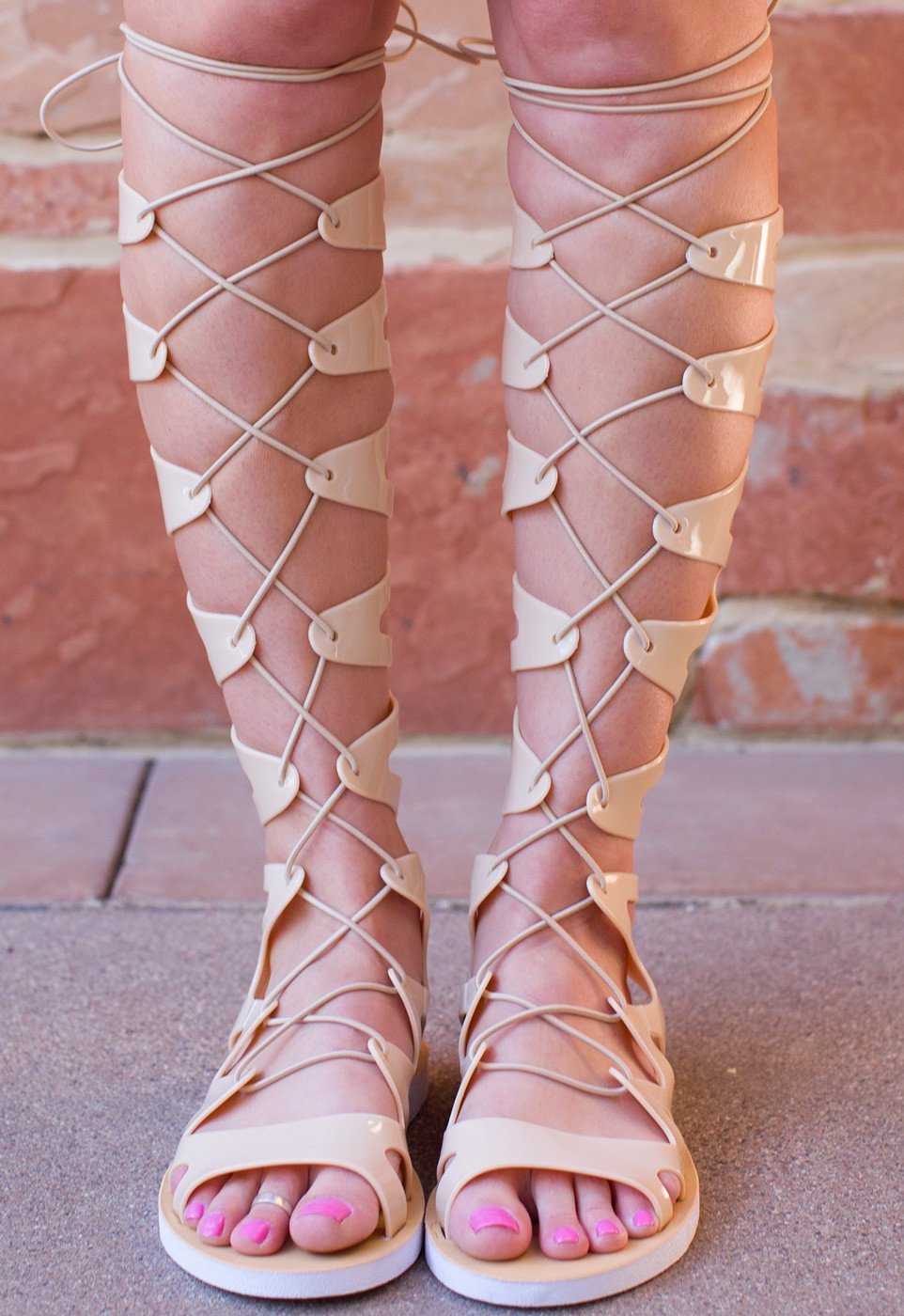 jelly gladiator sandals knee high