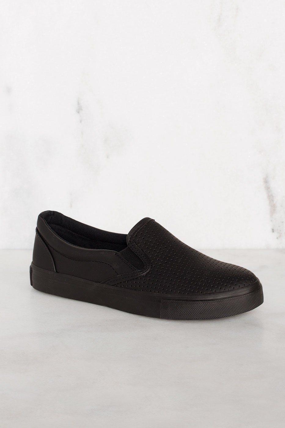 all black slip on sneaker