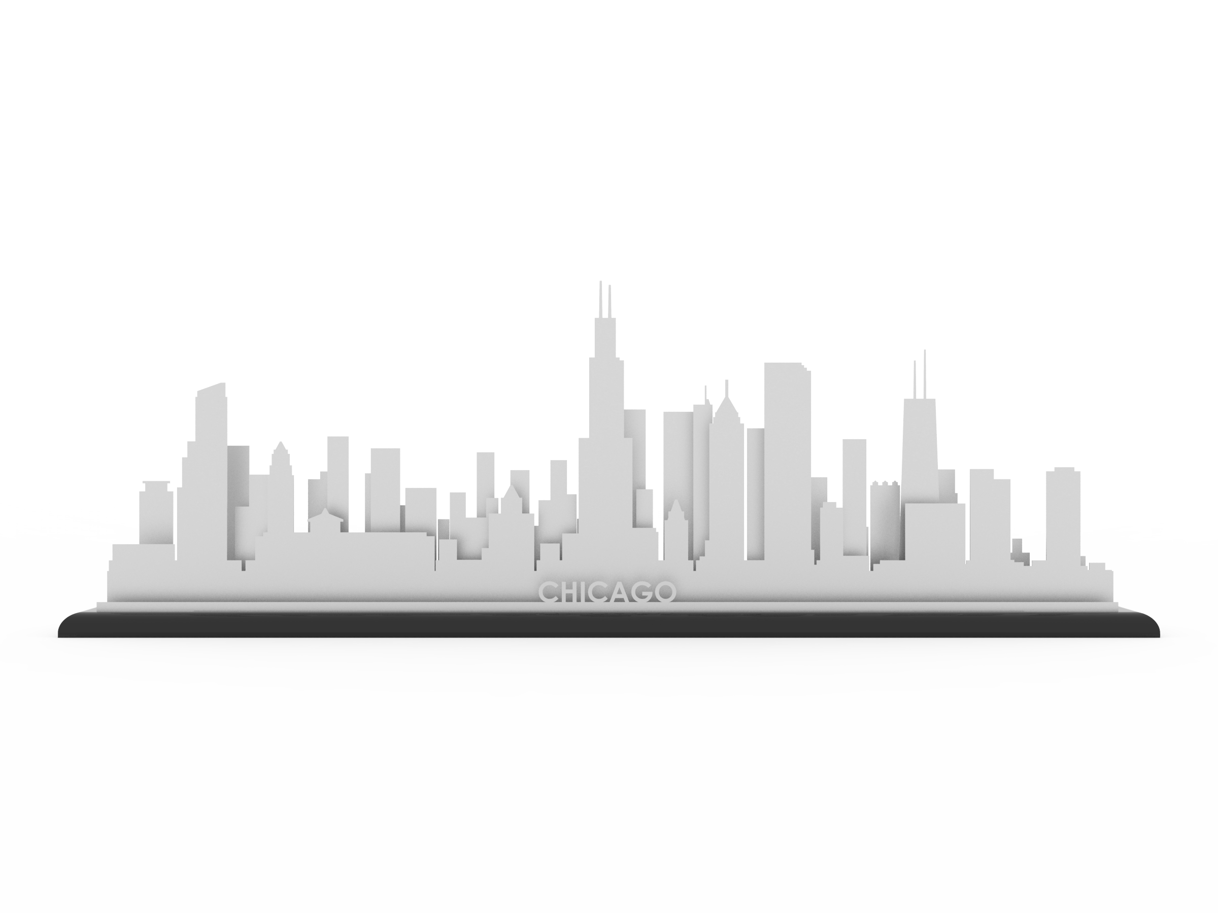 Chicago Skyline Stainless Steel Cut Map Gift Cut Maps