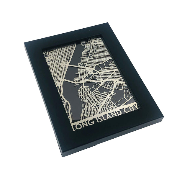 Long Island City - Stainless Steel Map - 5"x7" - Cut Maps