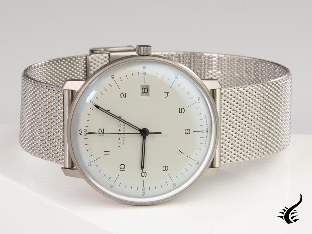 Junghans Max Bill MEGA Quartz Watch, 38mm, White, Leather strap, Z059/2023.04