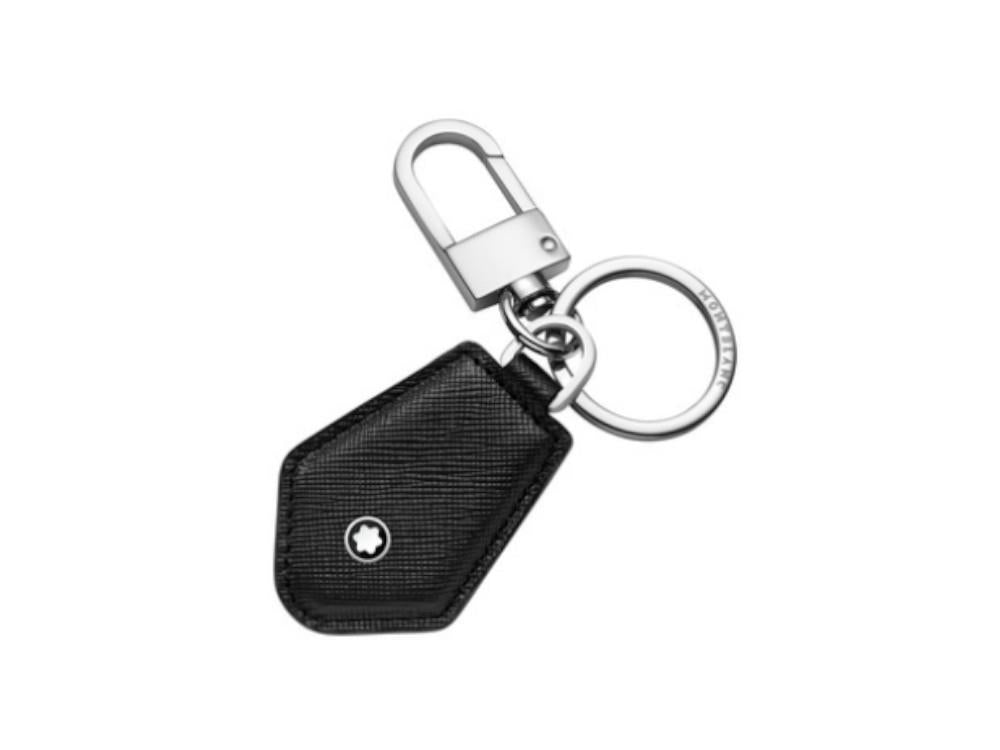 Mens keychain Montblanc M Gram 127920 black pvc leather fob with metal hook  ring