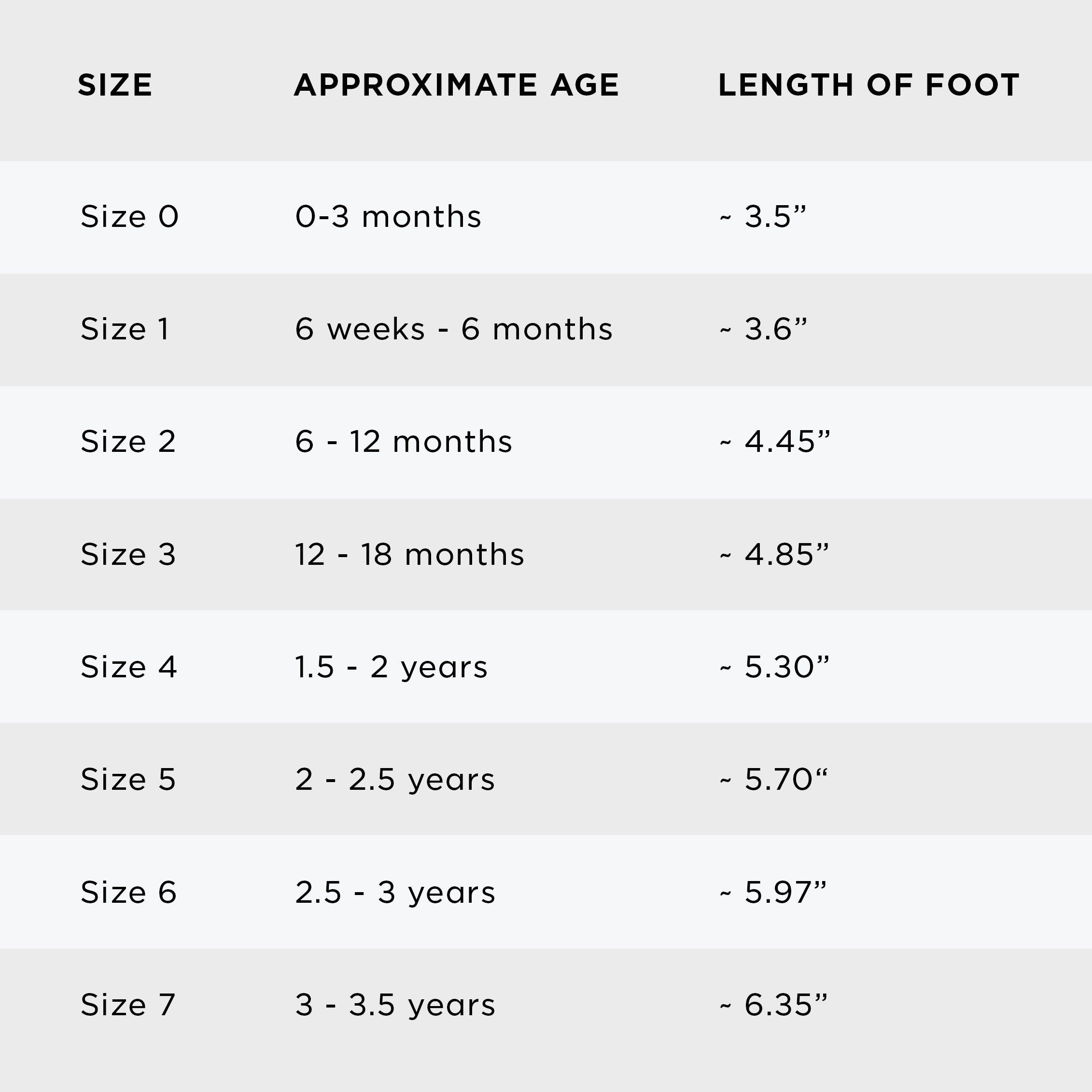 Freshly Picked Size Guide For Baby Moccasins & Shoes