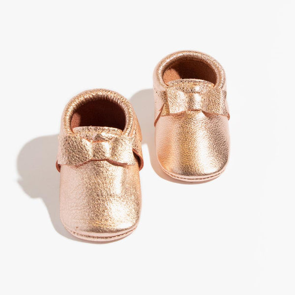 rose gold baby shoes