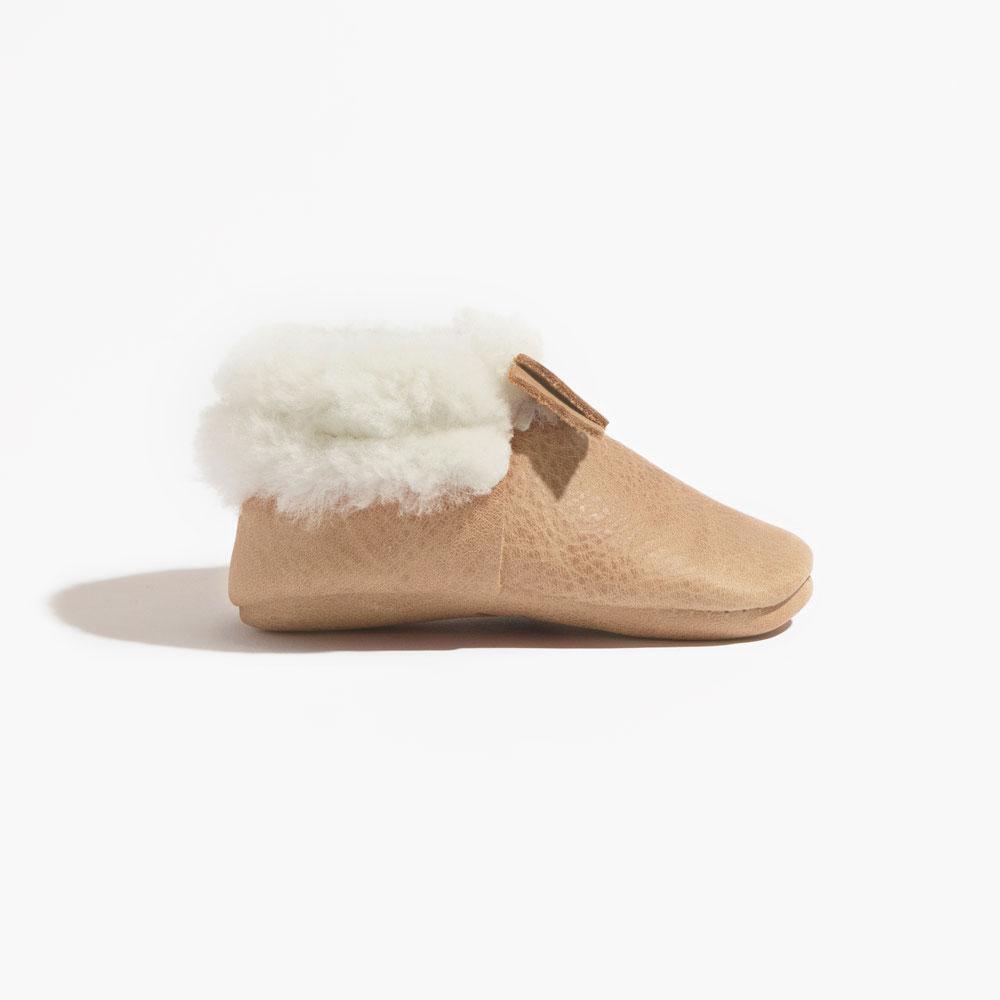 Weathered Brown Shearling Bow Mocc Mini Sole II