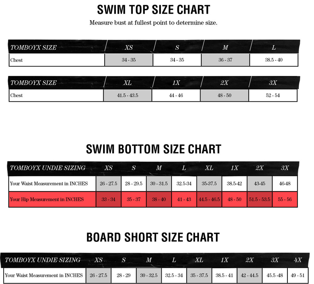 Minnow Swim Size Chart